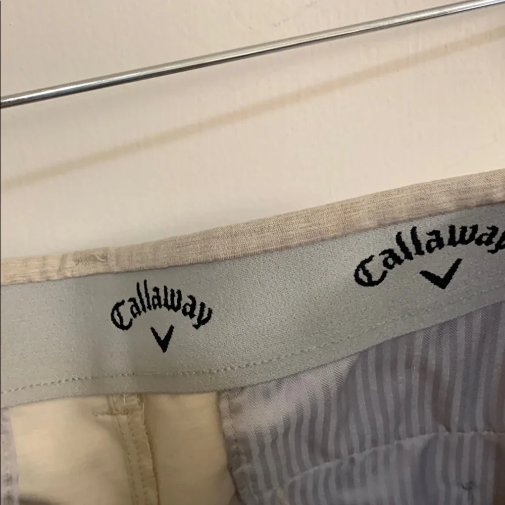 Callaway Tan Flat Front Golf Shorts Lightweight Casual in Sz 34